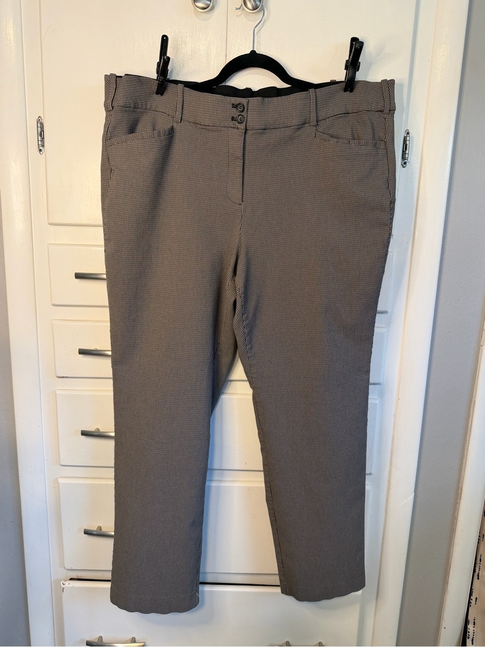 Lane Bryant Size 24 Tan Micro Check Straight Leg Dress Pants